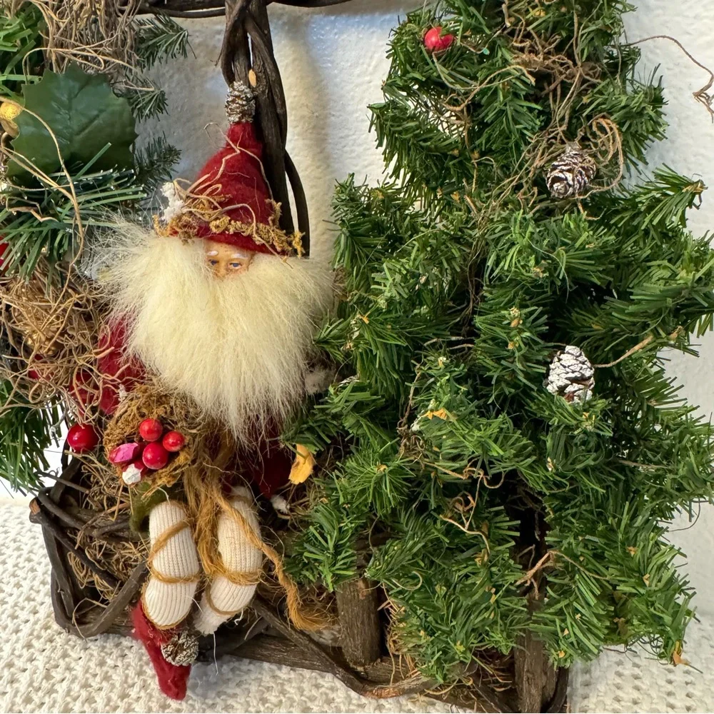 Vintage Festive Christmas Decoration – Greenery with Red Accents Holiday Décor